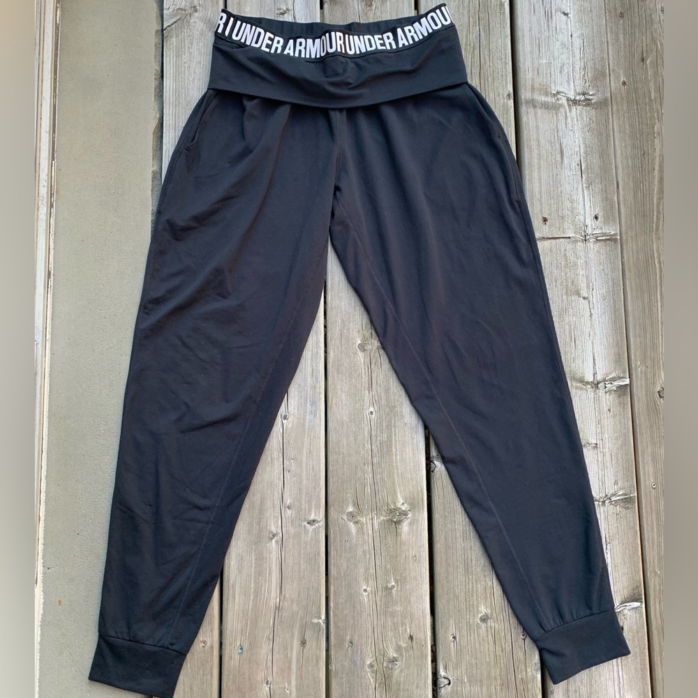 Under Armour Folded Band Black Pants Size Small